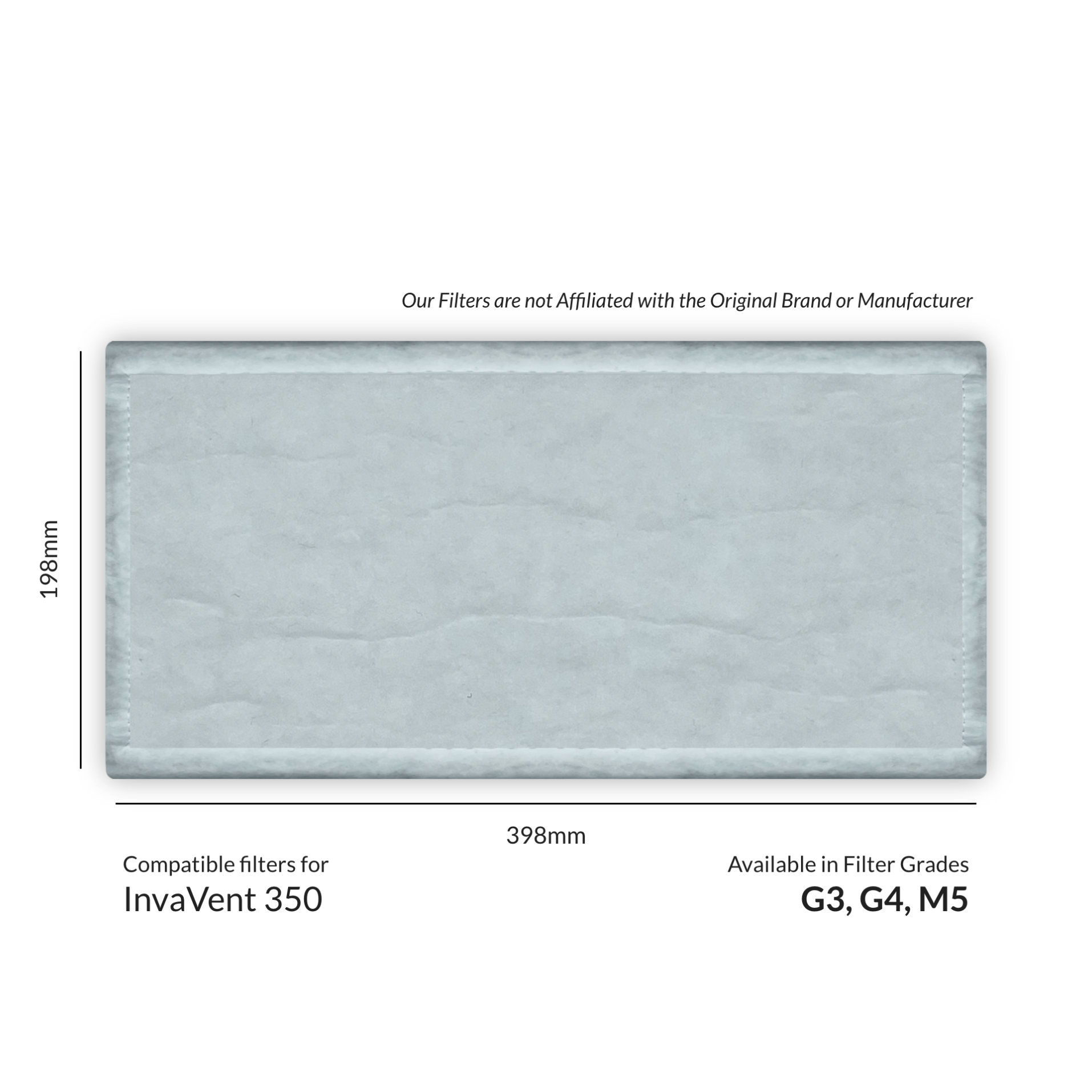 Dimensions and Filter Grades of Joule InvaVent 350 Filter Replacement Set from MVHR.shop