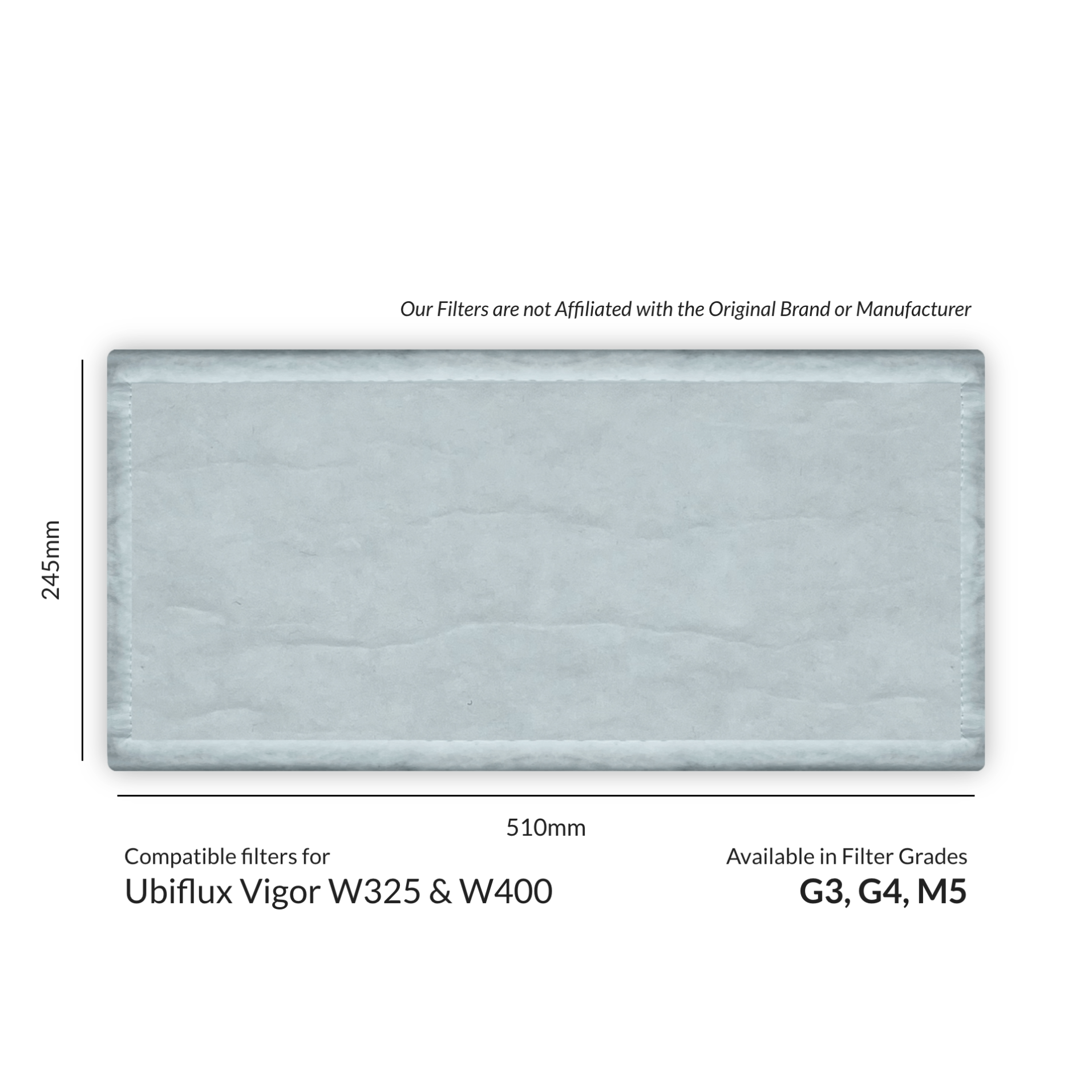 Dimensions and Filter Grades of Ubbink Ubiflux Vigor W325 & W400 Filter Replacement Set from MVHR.shop