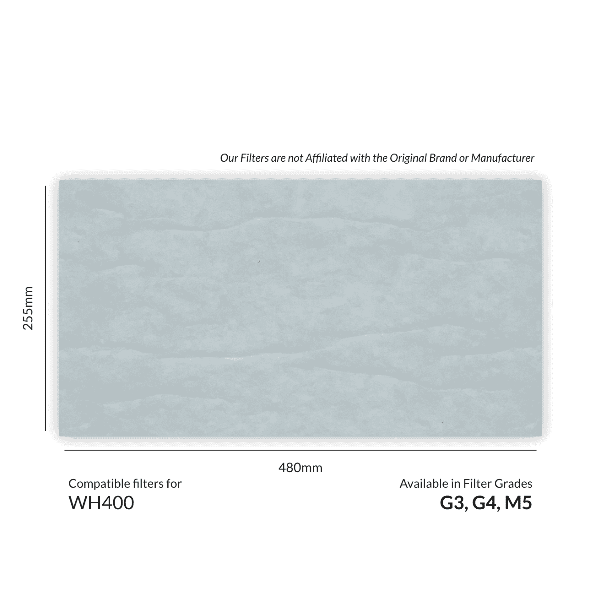 Dimensions and Filter Grades of Baxi WH400 Filter Pad Replacement Set from MVHR.shop